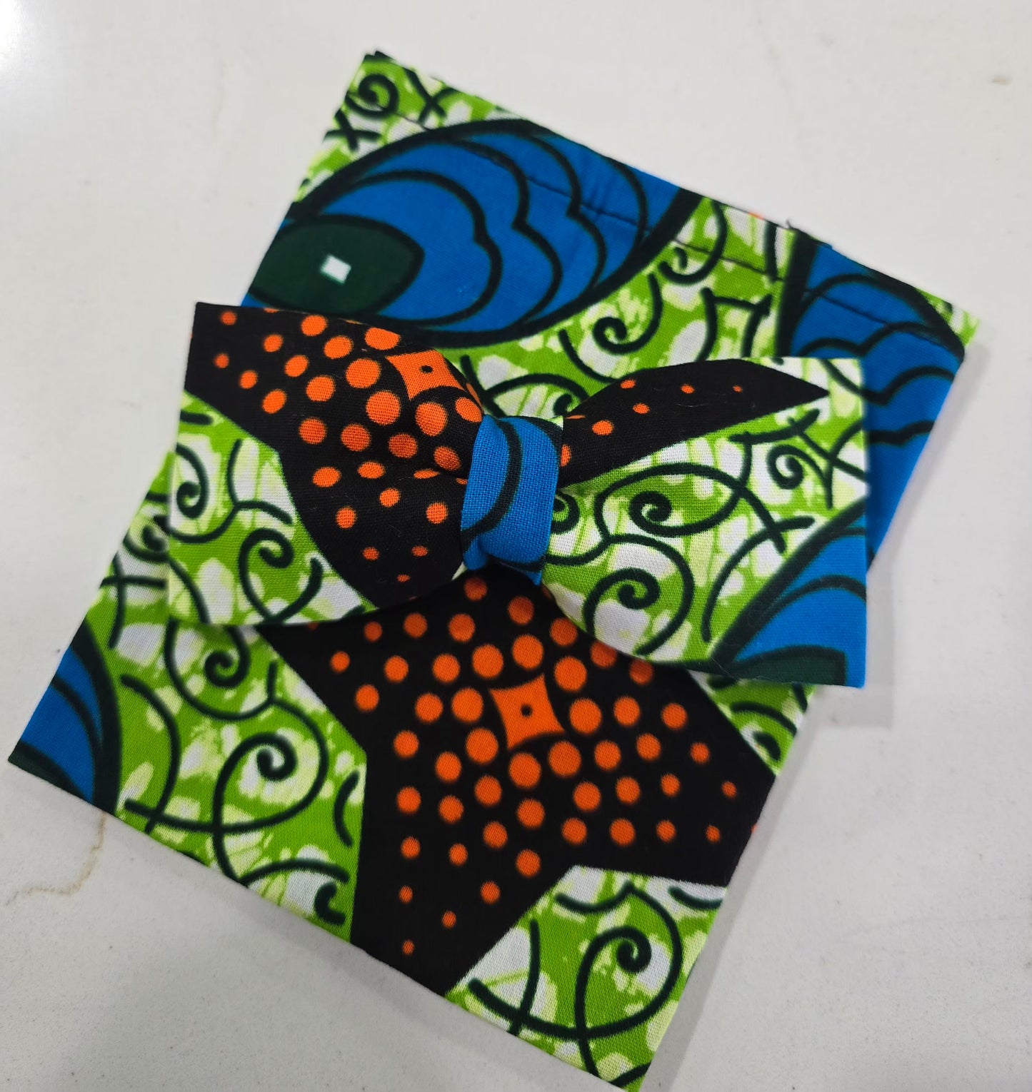 Orange and bright green and Blue