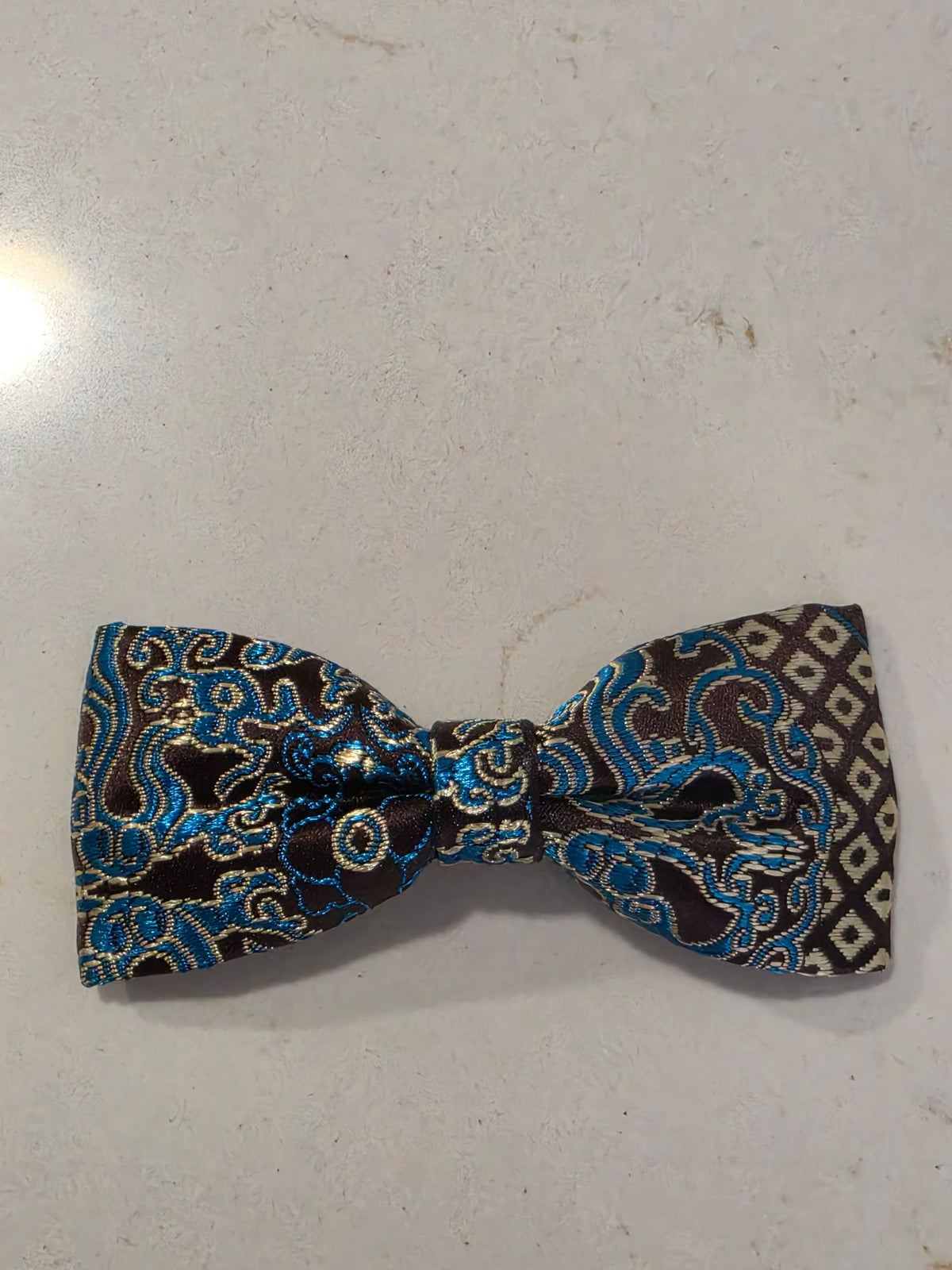 Brown & torquise Brocade   childrens tie