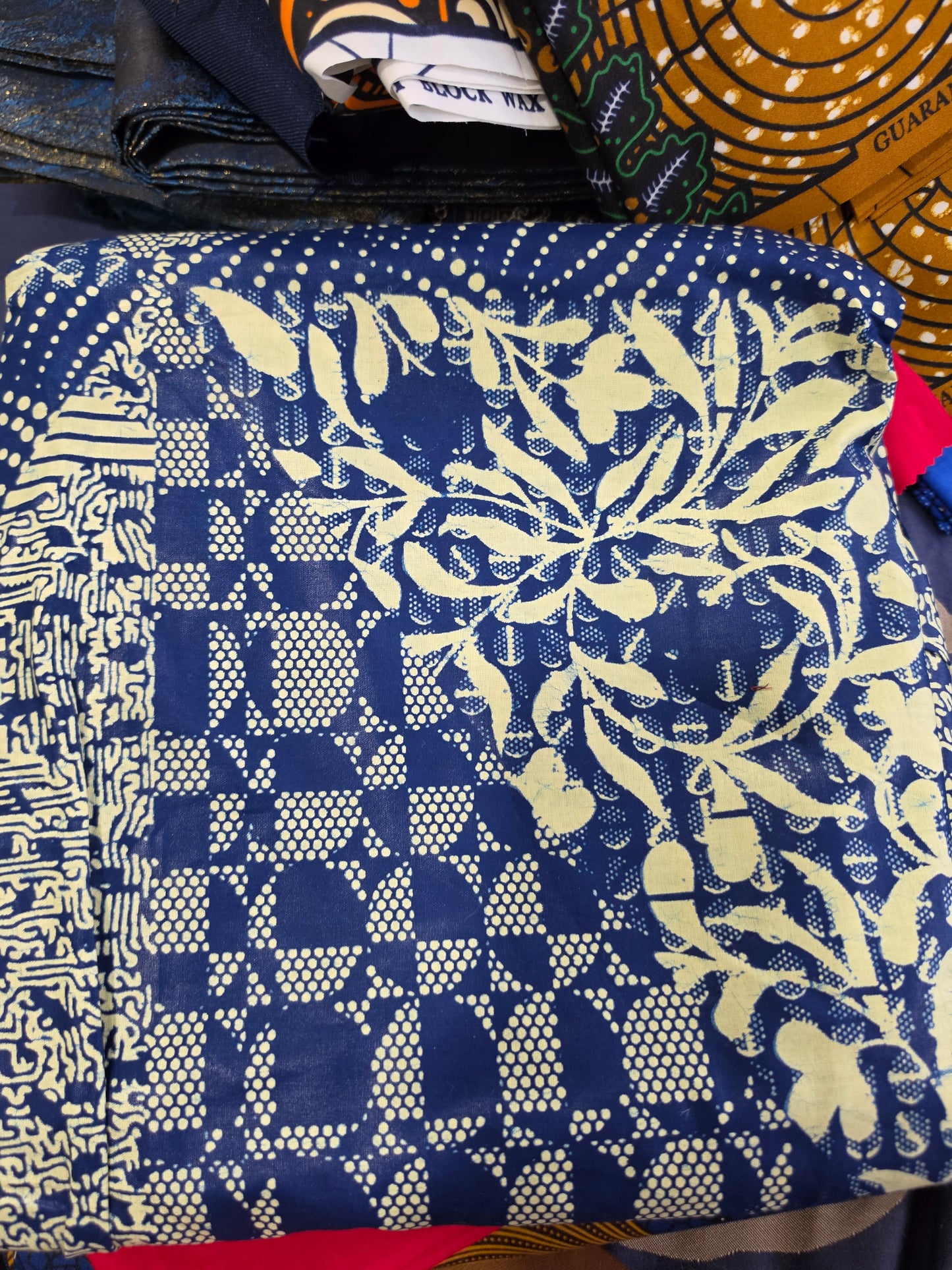 Blue and Biege check and Circles