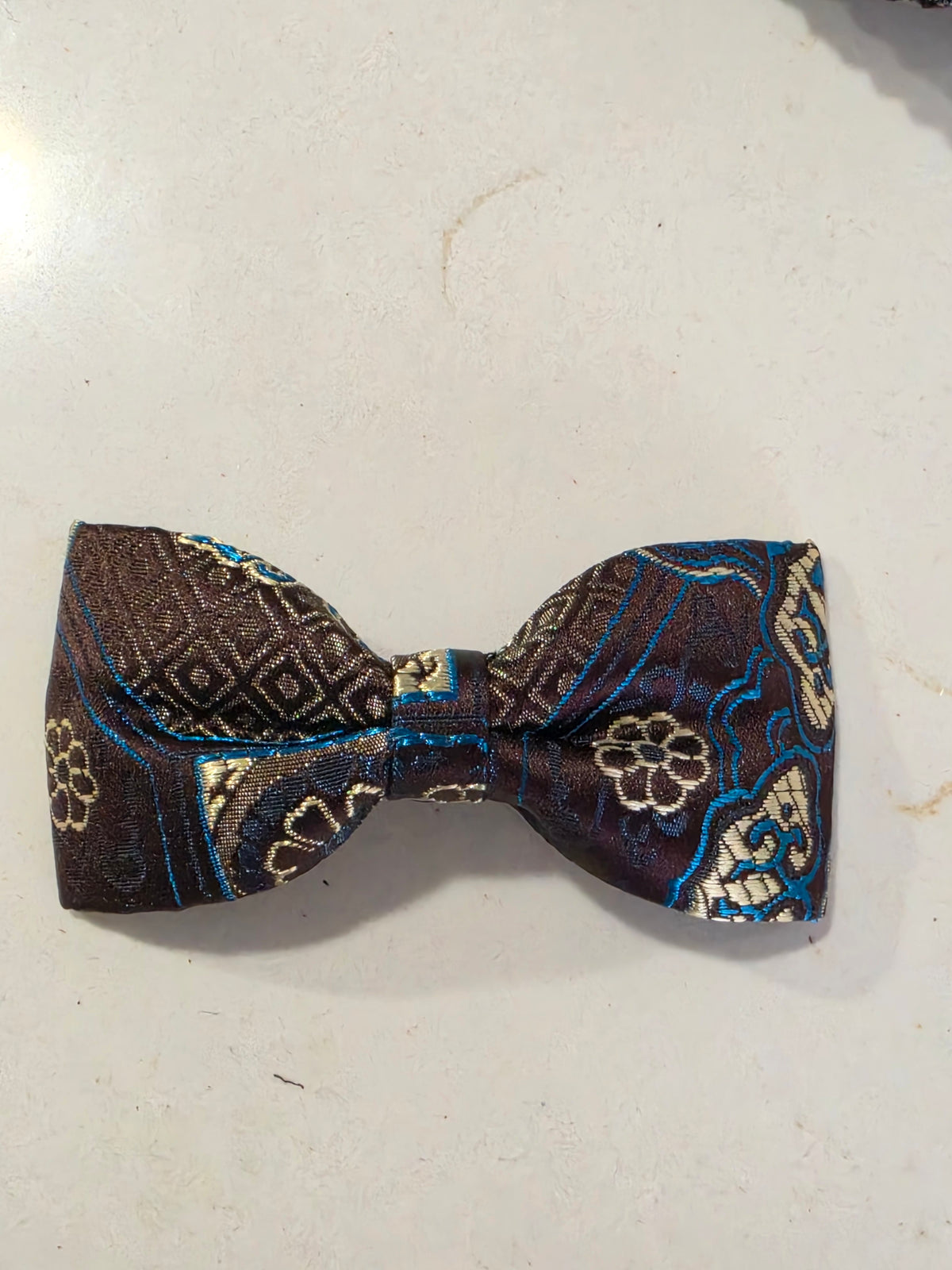 Brown & torquise Brocade   childrens tie